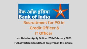 Bank of India Recruitment 2023 Notification Out for 500 PO Post