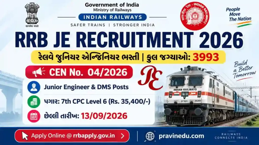 RRB JE Recruitment 2026 Notification for 3993 Junior Engineer Vacancies