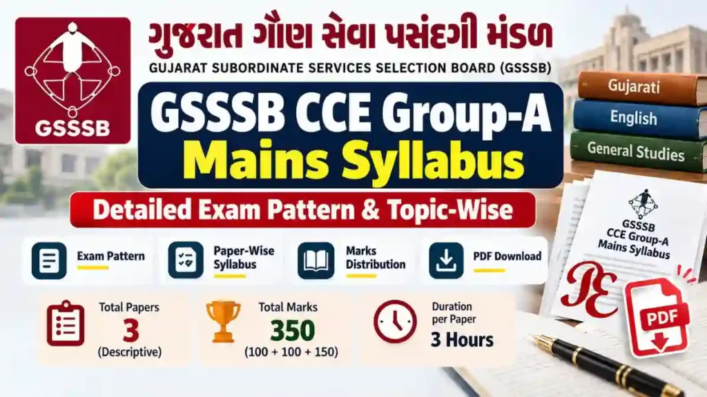 GSSSB CCE Group-A Mains Syllabus 2026: Detailed Exam Pattern & Topic-Wise PDF 2 GSSSB CCE Group A Mains Syllabus and Descriptive Exam Pattern